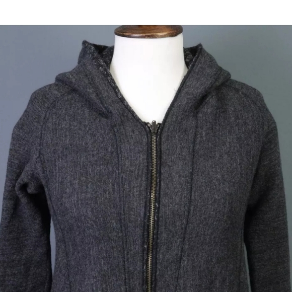 TRANSIT PAR SUCH Gray Wool Alpaca Hooded Full Zip Coat Size 2 #D5 - Picture 3 of 16